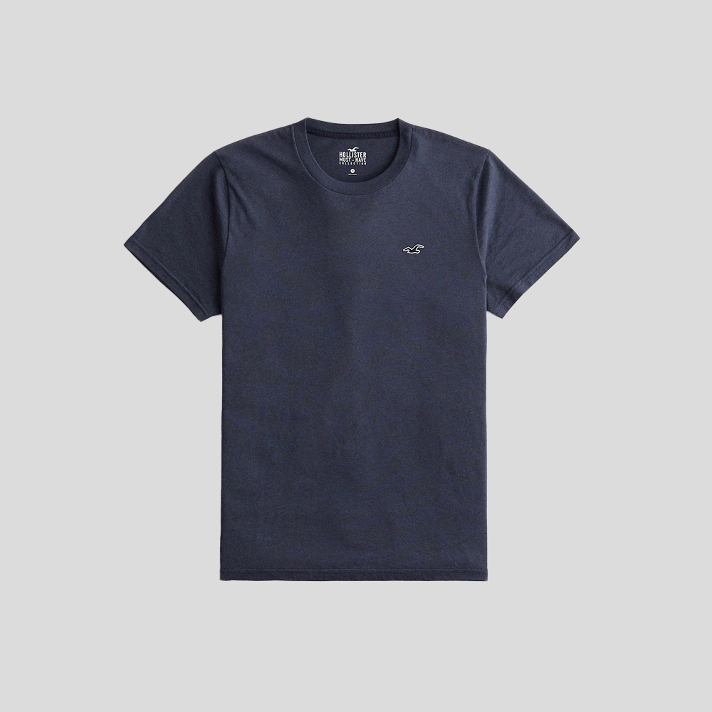 Hollister 海鷗 HCO 熱銷刺繡海鷗素面短袖T恤-深藍色