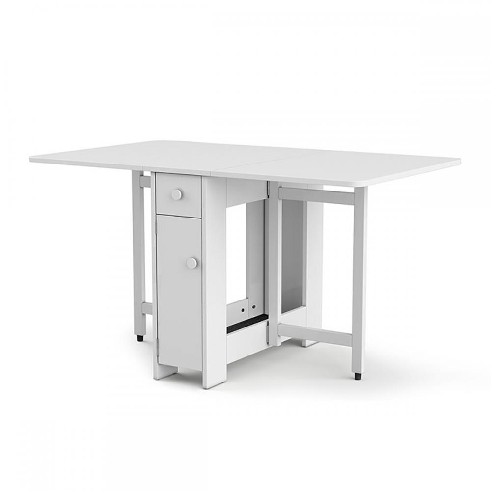 hoi! 林氏木業北歐簡約多功能1.2M折疊餐桌+餐椅 LS211 (一桌兩椅)-白色 (H014287841)