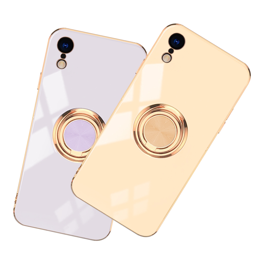 iPhone XR 6.1吋 電鍍金邊矽膠磁吸指環手機保護殼 XR手機殼