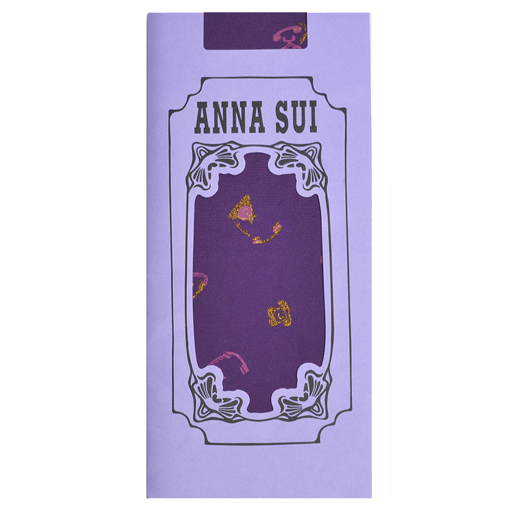 ANNA SUI 可愛電話圖騰花紋靜電防止加工半統襪(紫色)
