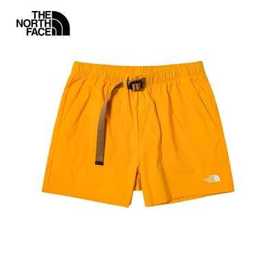 【The North Face 官方旗艦】北面女款黃色防潑水附腰帶寬鬆短褲｜81OO56P