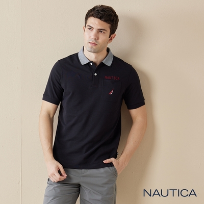 Nautica 男裝 素面休閒百搭短袖POLO衫-黑色