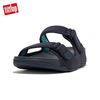 【FitFlop】GOGH MOC MENS WATER-RESISTANT PERF NEOPRENE SLIDES透氣潛水布雙帶涼鞋-男(午夜藍/大溪地藍)