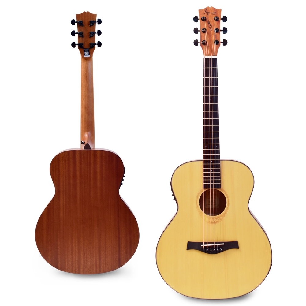 Amari 36吋 可插電附調音器 雲杉木面板旅行吉他(mini-EQ)原木色 贈超值配件組