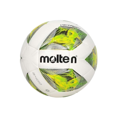 MOLTEN #5合成皮足球-機縫無接縫-訓練 運動 5號球 F5A3400-G 白綠黃銀