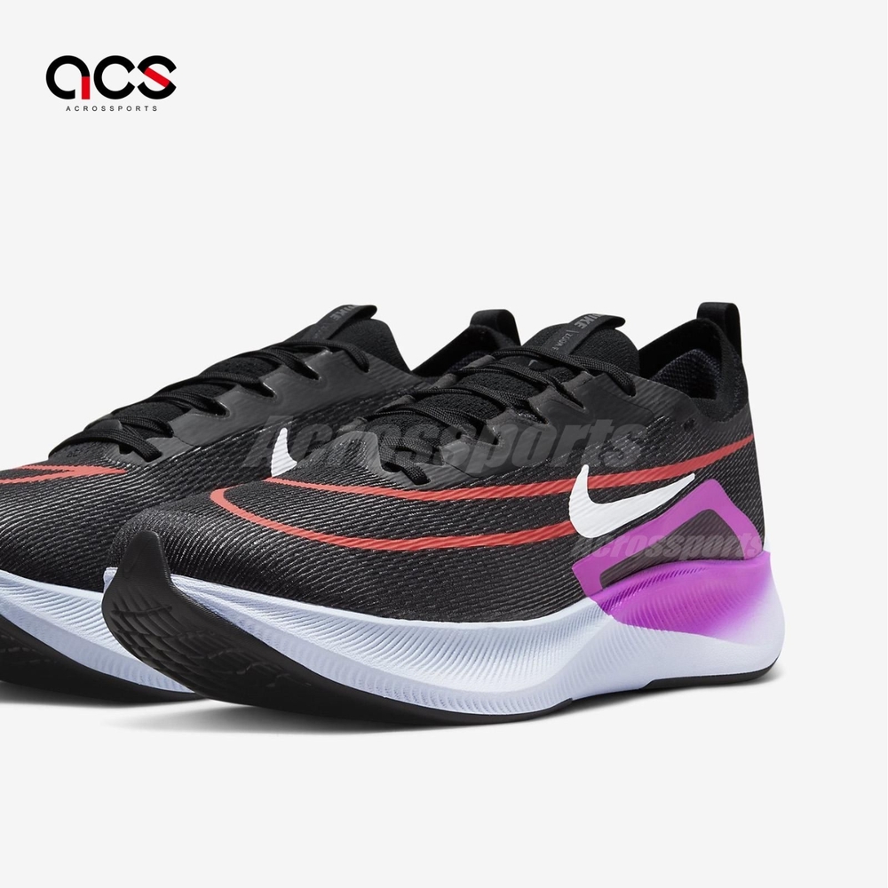 Nike 慢跑鞋Zoom Fly 4 男鞋黑桃紅Flyknit 碳板鞋React 路跑運動鞋