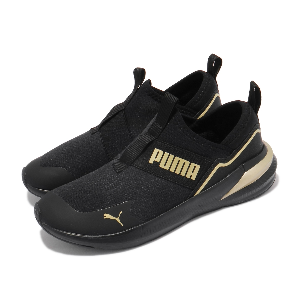 Puma 訓練鞋 Platinum Alt 襪套式 女鞋 健身 重訓 無鞋帶 快速穿脫 黑 金 19474304