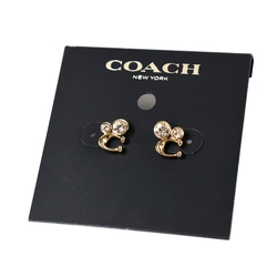 COACH 晶鑽C字耳環-金色