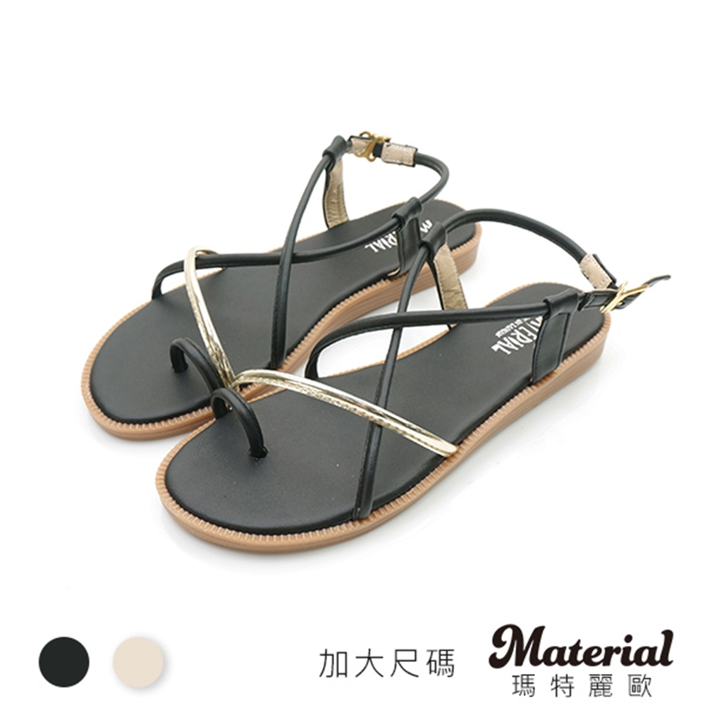 Material瑪特麗歐  MIT涼鞋 加大尺碼細繩繞踝夾腳涼鞋  TG52042