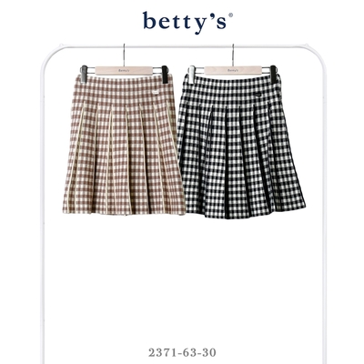 betty’s貝蒂思 腰鬆緊格紋百褶針織短裙(共二色)