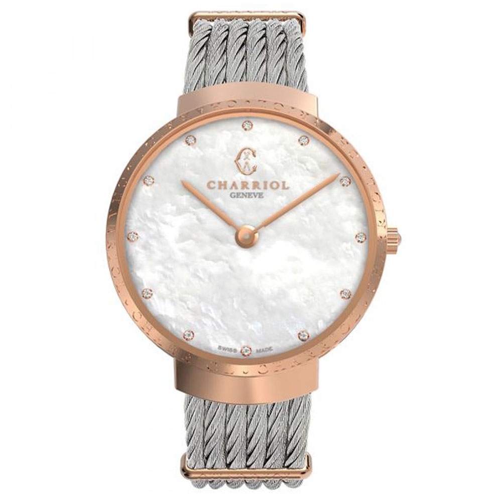 CHARRIOL SLIM 時尚珍珠母貝腕錶 (ST34CP.560.015)x玫瑰金x34mm