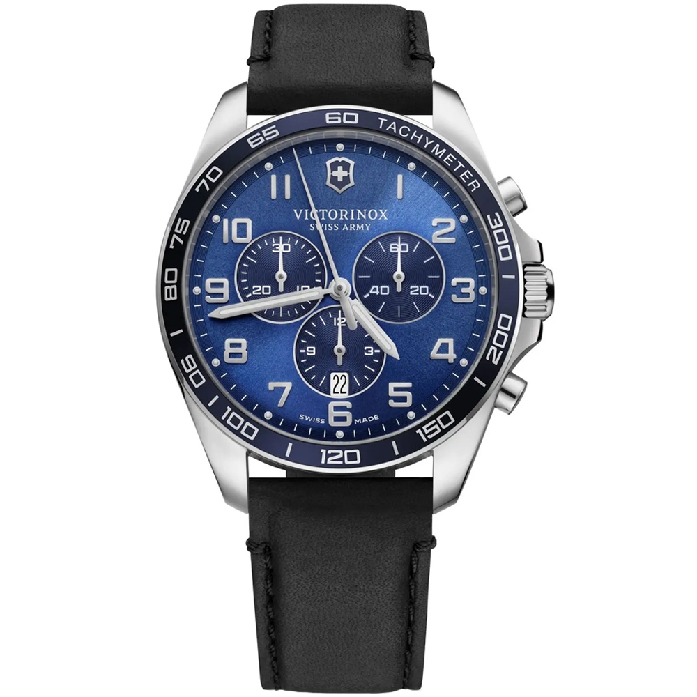 VICTORINOX瑞士維氏 Fieldforce 經典計時腕錶-黑x藍 42mm / VISA-241929