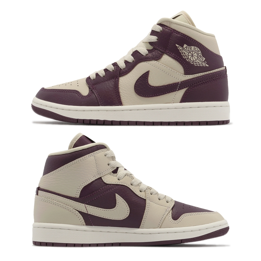 Nike Wmns Air Jordan 1 Mid SE 米白酒紅紫女鞋喬丹1代休閒鞋DR0501