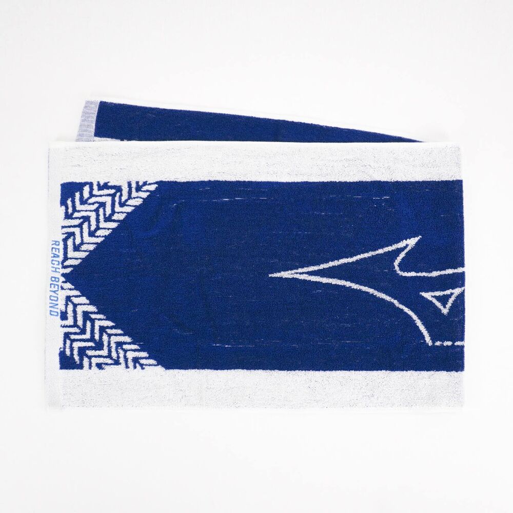 Mizuno [32TY200127] 運動 毛巾 100%純棉 吸水 長毛巾 健身 游泳 美津濃 藍白