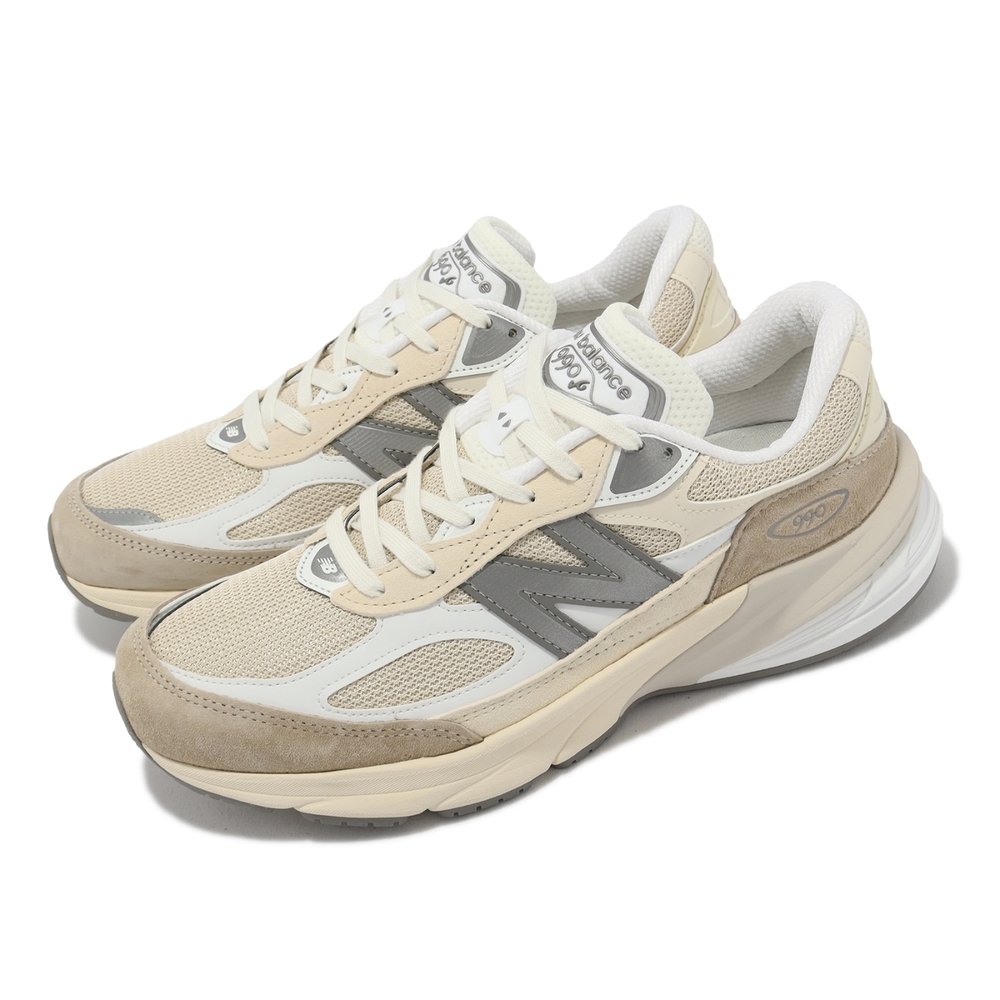 New Balance 休閒鞋 990 V6 男鞋 米白 灰 杏色 美製 麂皮 拼接 復古 NB 紐巴倫 M990SS6-D