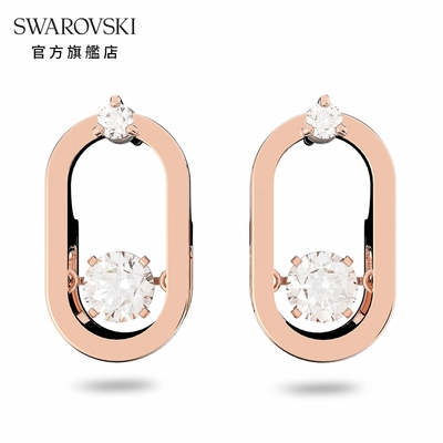 SWAROVSKI 施華洛士奇 Swarovski Sparkling Dance Oval 耳釘圓形切割 白色 鍍玫瑰金色調