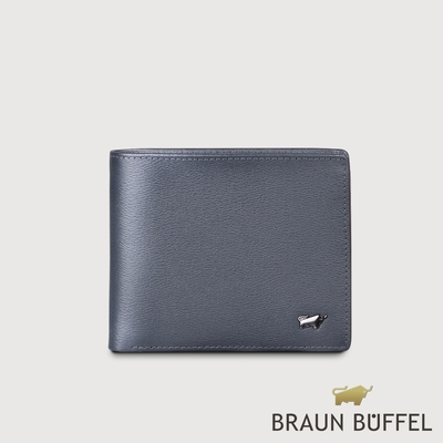 【BRAUN BUFFEL 德國小金牛】台灣總代理 波索-A 4卡零錢袋皮夾-藍色/BF519-315-NY