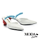 拖鞋 MODA Luxury 優雅小時髦撞色腳背編織繫帶尖頭高跟拖鞋－白 product thumbnail 1