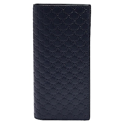 GUCCI 經典Guccissima GG烙印牛皮折疊直式長夾(藏藍)