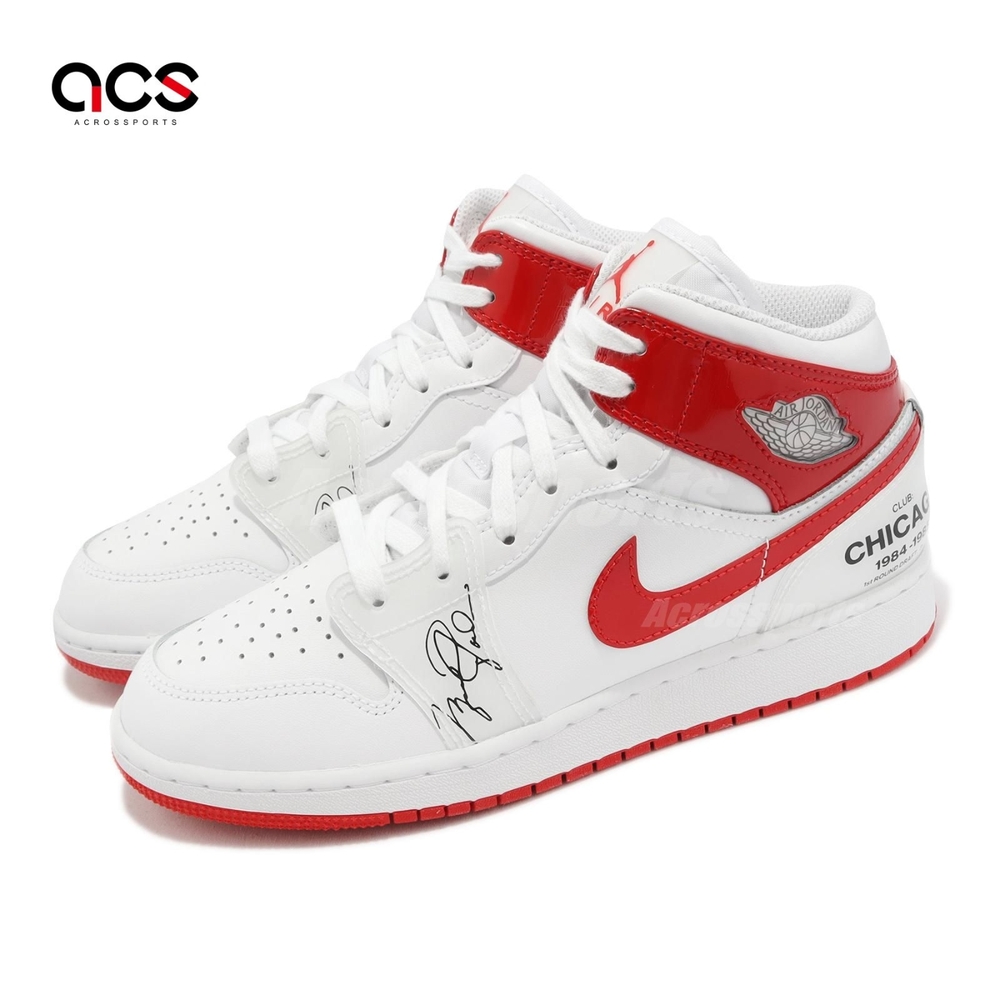 Nike Air Jordan 1 Mid SS GS 大童 女鞋 AJ1 白 紅 Rookie Season DR6496-116