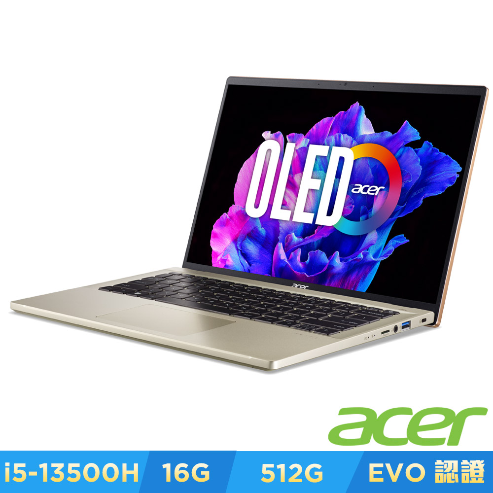 (福利品)Acer 宏碁 Swift Go SFG14-71-575H  14吋OLED輕薄筆電(i5-13500H/16G/512G/Win11/金)｜EVO認證 | 筆電福利品 | Yahoo奇摩購物中心