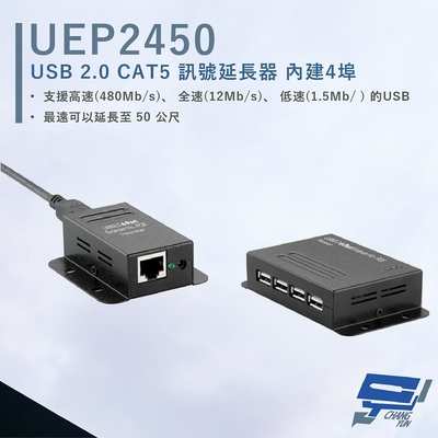 昌運監視器 HANWELL UEP2450 4埠 USB2.0 CAT5 訊號延長器