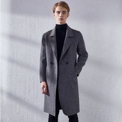 米蘭精品 羊毛大衣毛呢外套-雙面呢加厚長款保暖男外套5色74bi4