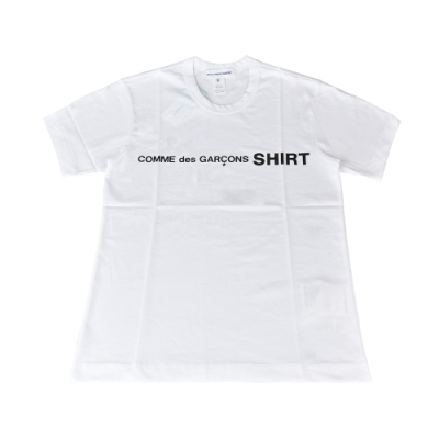 COMME DES GARCONS黑字印花LOGO造型純棉短袖T恤(XS/S/M/L/XL/白)