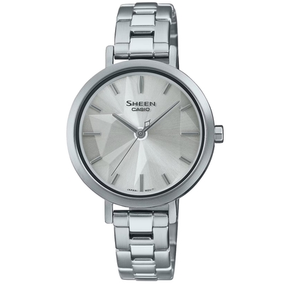 CASIO 卡西歐 SHEEN 優雅幾何腕錶-銀 禮物推薦 畢業禮物 32mm / SHE-4558D-7A