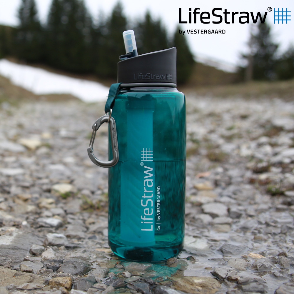 LifeStraw Go 二段式過濾生命淨水瓶 1L｜藍綠色