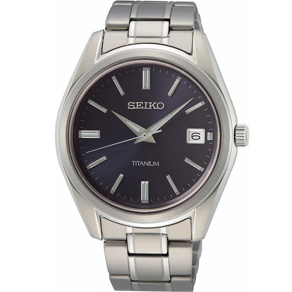 SEIKO 精工 CS系列 鈦金屬超輕量石英腕錶深藍面-男錶(SUR373P1)40mm SK008