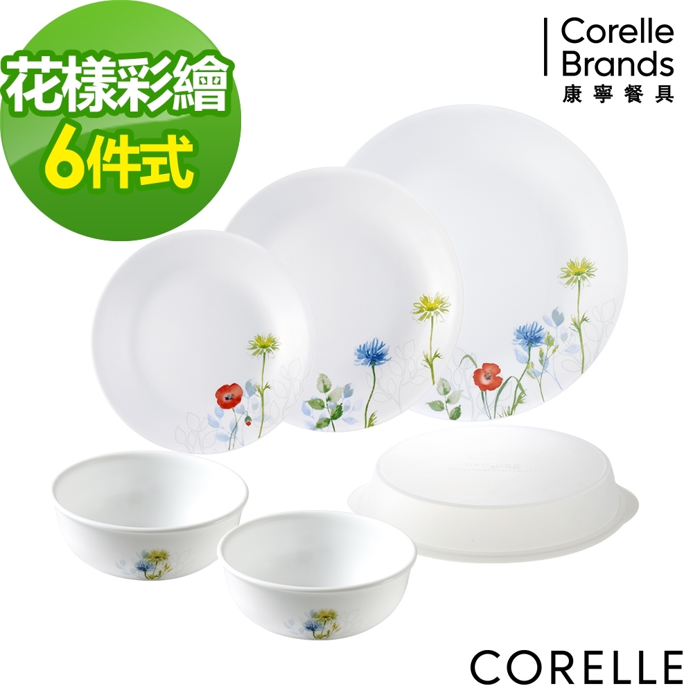 【美國康寧】CORELLE花漾彩繪6件式餐盤組(F05)
