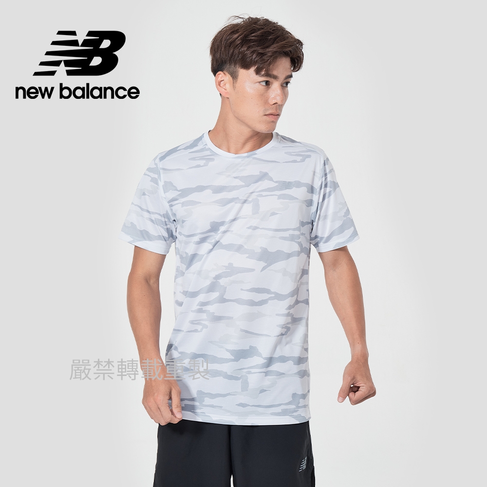 【New Balance】DRY運動短袖上衣_男性_白迷彩_AMT03204LCL