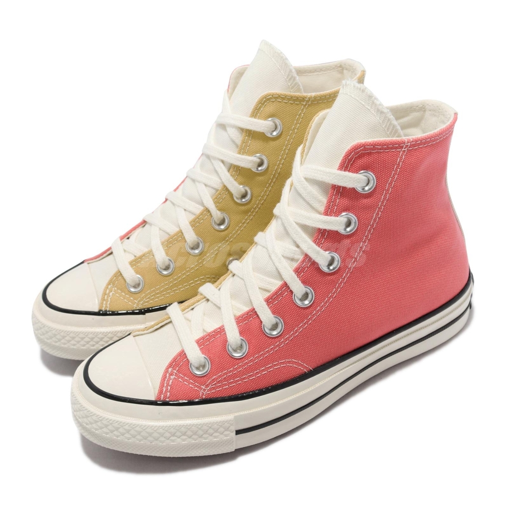 Converse 休閒鞋 All Star 高筒 穿搭 男女鞋 經典 奶油底 三星黑標 帆布拼接 情侶款 黃 粉 171660C