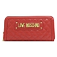 MOSCHINO LOVE系列金屬LOGO菱格紋ㄇ字拉鍊長夾(紅) product thumbnail 1