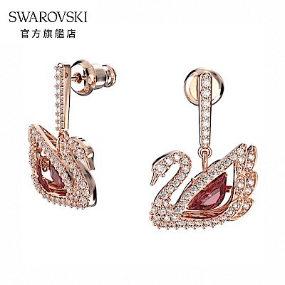 SWAROVSKI 施華洛世奇 Dancing Swan 玫金色舞動天鵝穿孔耳環