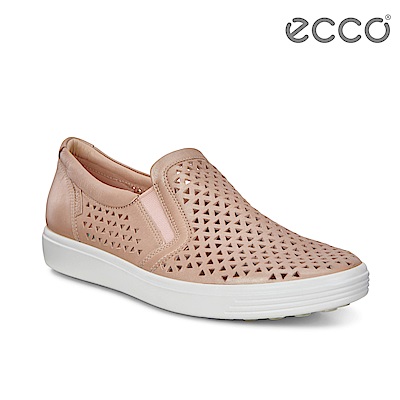 ECCO SOFT 7 W 幾何鏤空輕盈厚底鞋 女-金屬粉