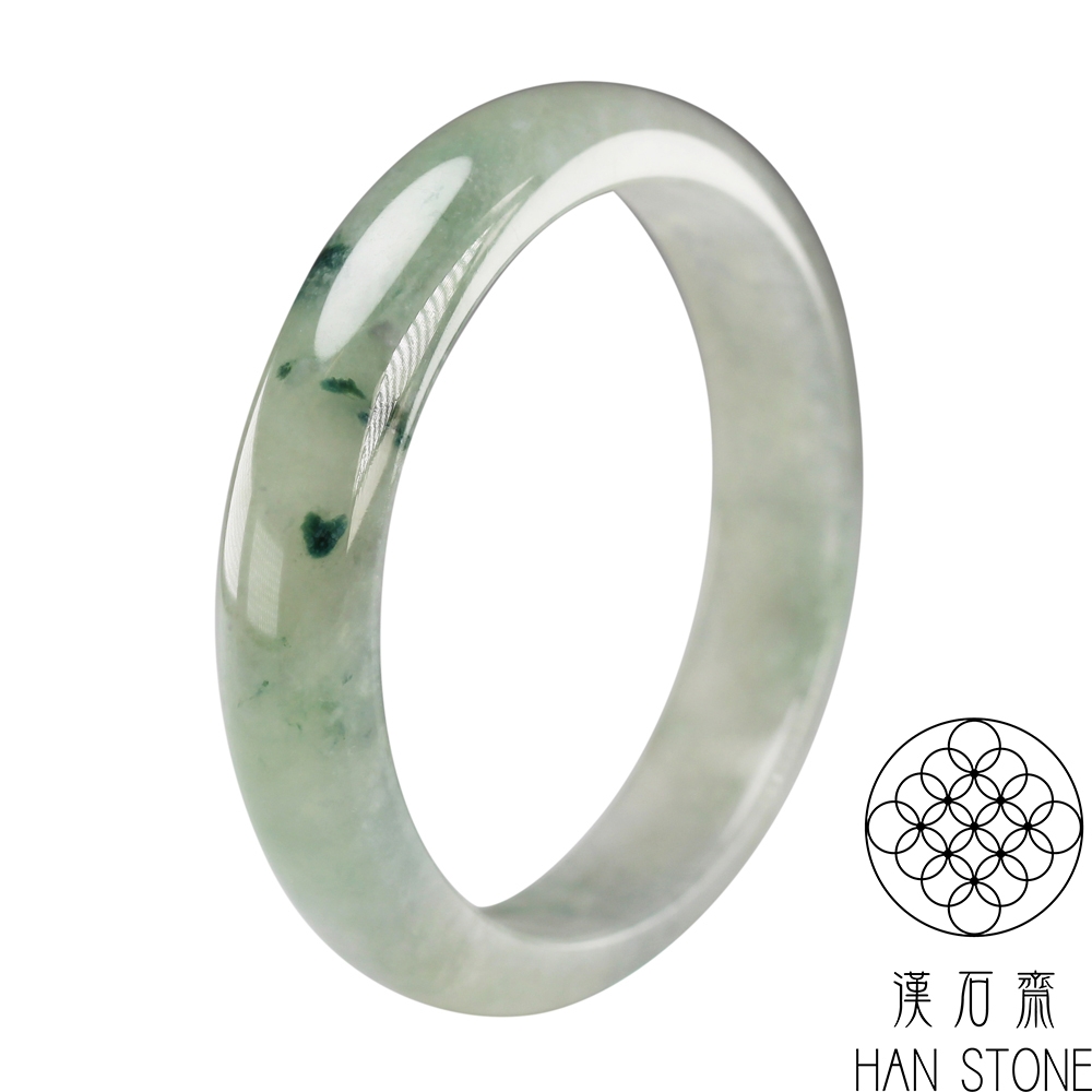 【漢石齋】天然A貨 冰種飄花 翡翠手鐲玉鐲(手圍18.4/版寬13.5mm)