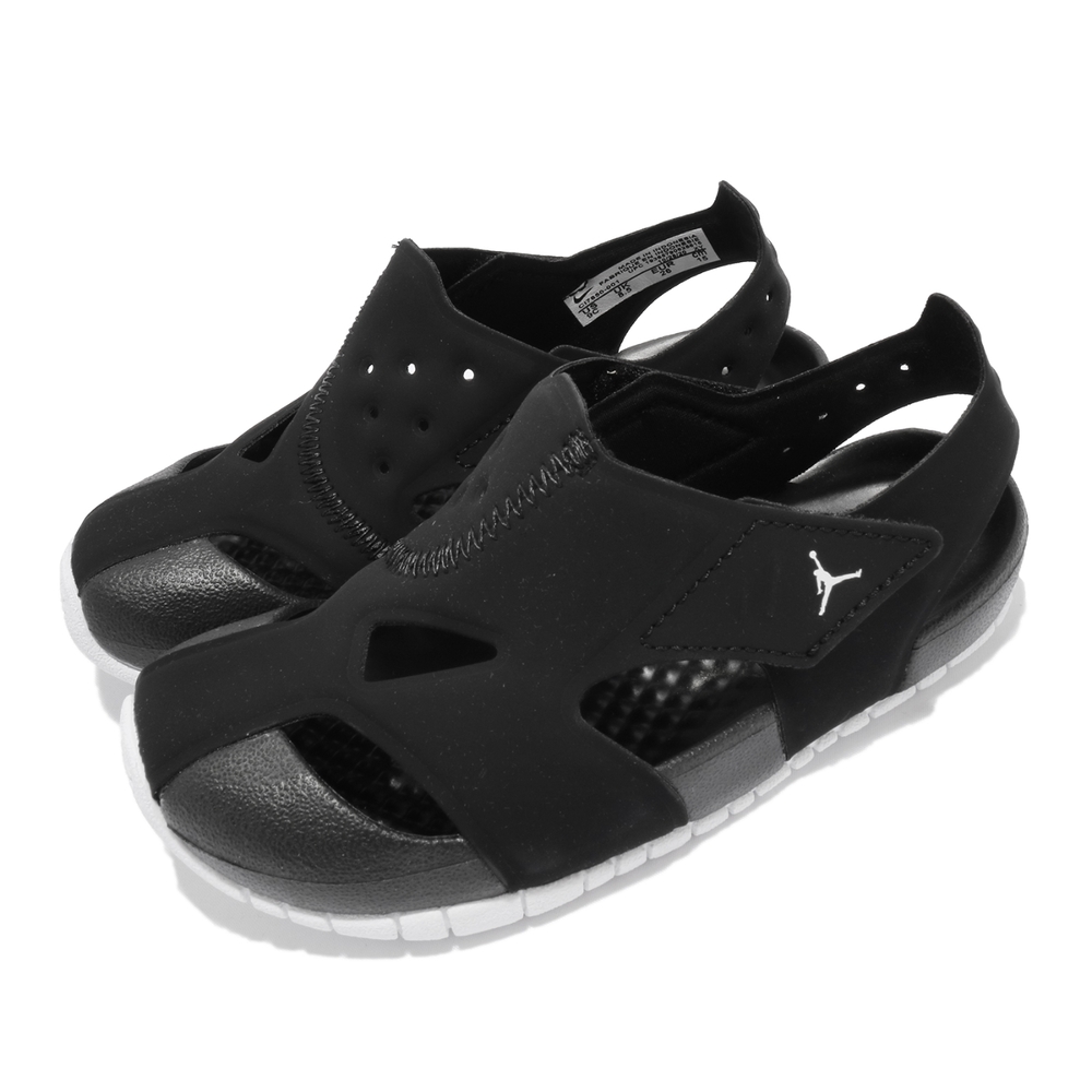 Nike 涼鞋 Jordan Flare 套腳 童鞋 喬丹 舒適 魔鬼氈 輕便 夏日穿搭 小童 黑 白 CI7850001