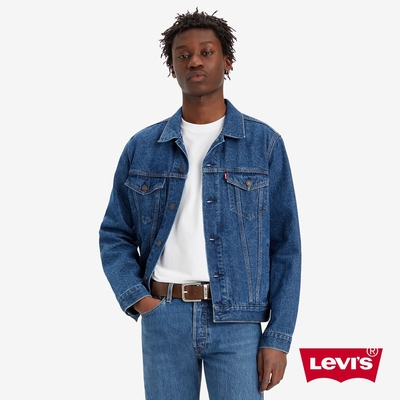 Levis 男款 TYPE 3經典修身牛仔外套 / 提花壓印 / 藍