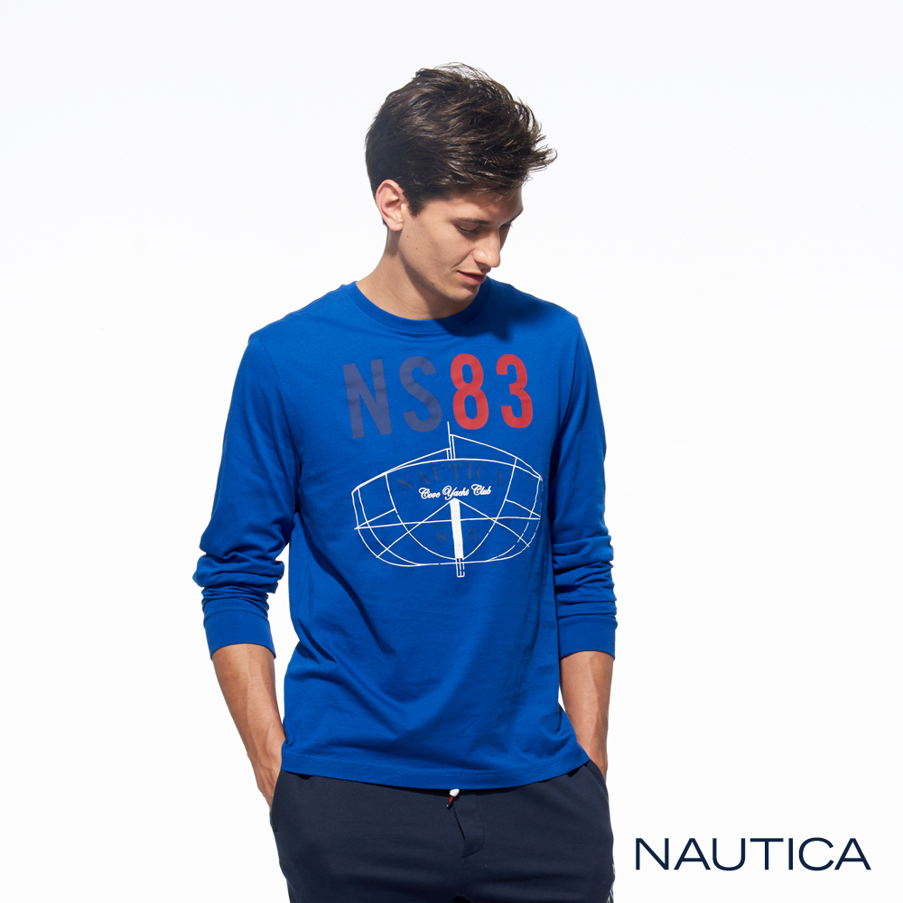 Nautica3D立體船型純棉長袖TEE-寶藍