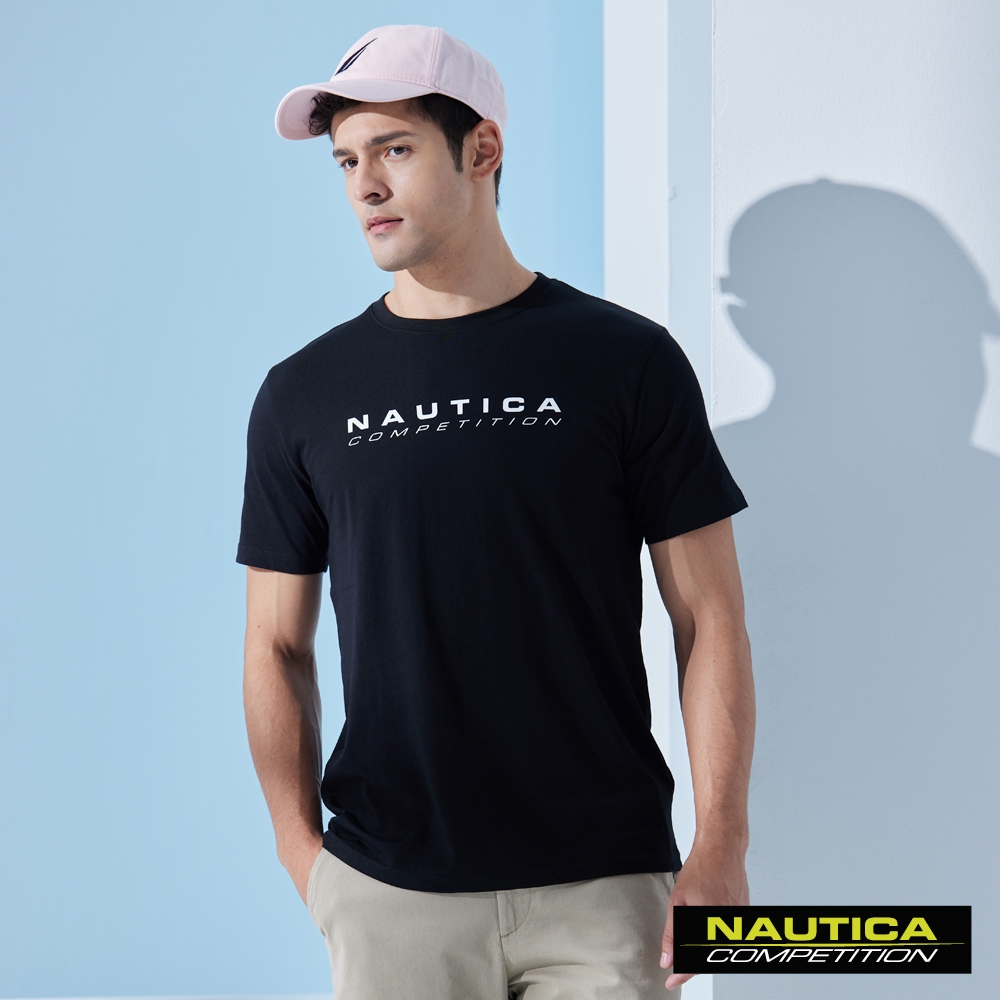 Nautica 男裝 COMPETITION品牌LOGO帆船圖騰造型短袖T恤-黑色