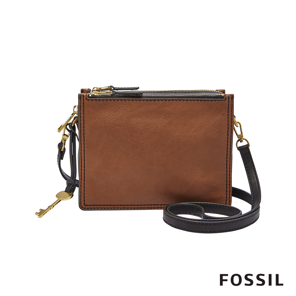 FOSSIL CAMPBELL 多夾層真皮立體小方包-咖啡色ZB7295200 | 手提/手拿包 