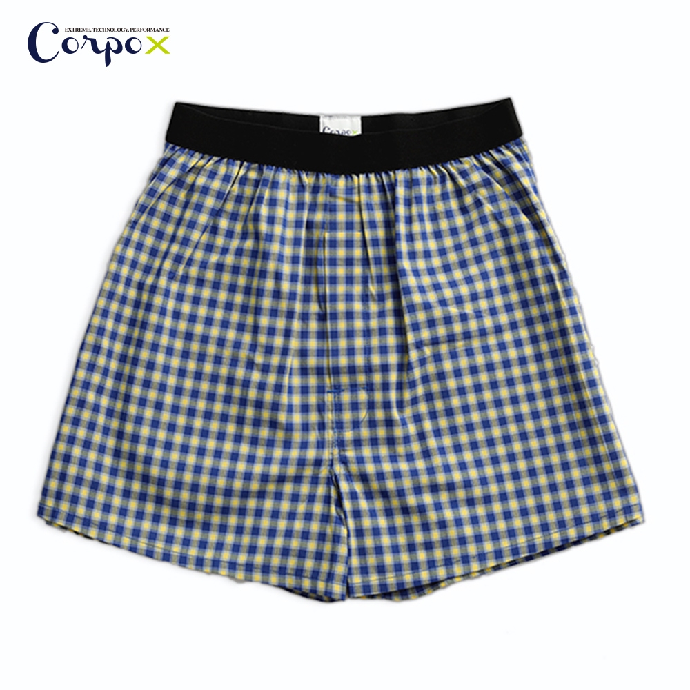 CorpoX 男款能量系列平口褲-黃藍格