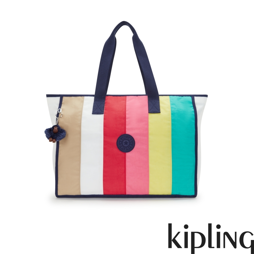 Kipling (網路獨家款) 繽紛彩虹撞色手提托特包-BLAIN