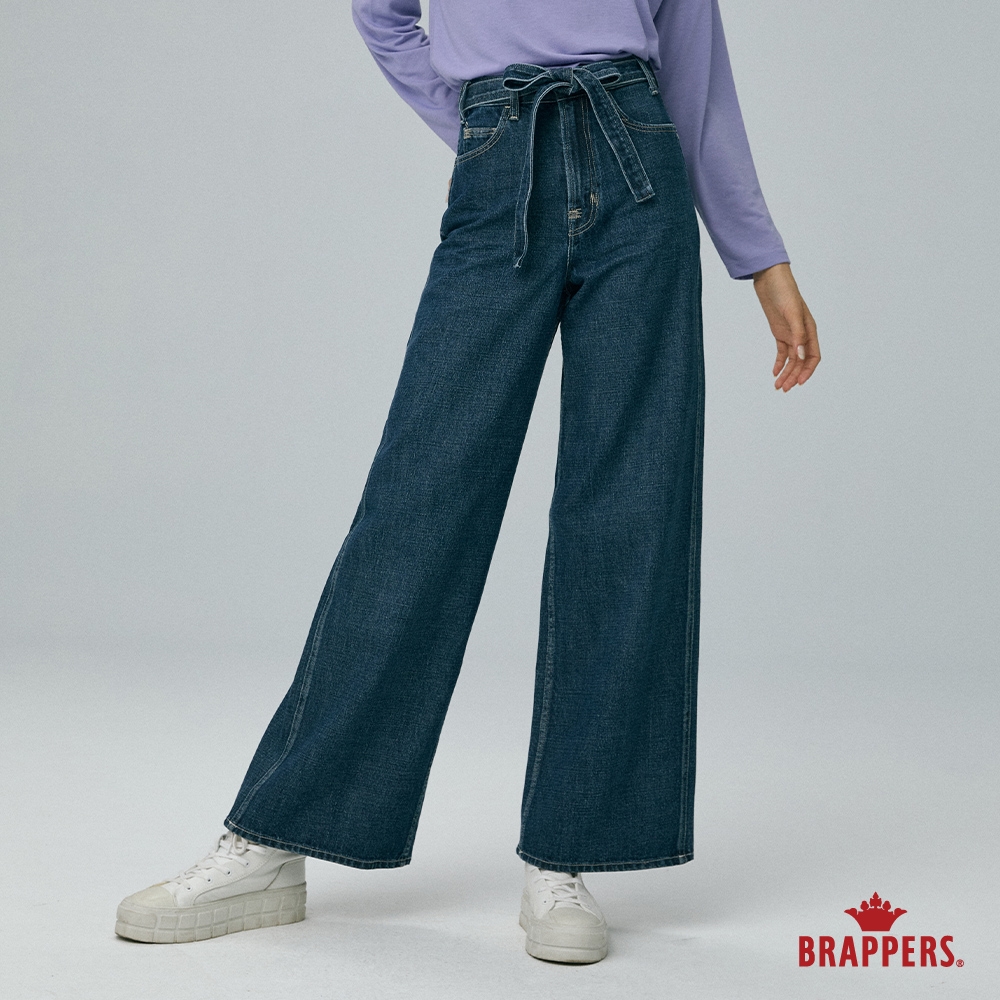 BRAPPERS 女款 Boy friend系列-高腰全棉寬褲-深藍