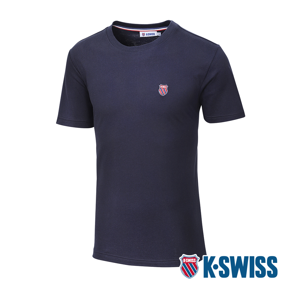 K-SWISS  Shield Logo Tee棉質吸排T恤-男-藍