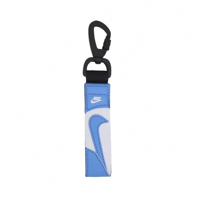 Nike 鑰匙圈 Premium Key Holder 藍 白 皮革 勾勾 荔枝皮 N101104845-1OS