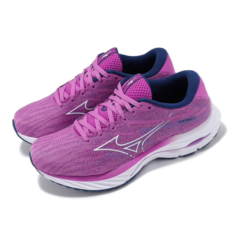 Mizuno 慢跑鞋 Wave Rider 27 女鞋 紫 藍 波浪片 回彈 路跑 運動鞋 美津濃 J1GD2303-73