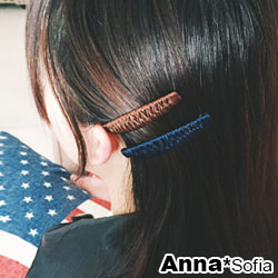 AnnaSofia 簡約緞編 純手工小髮夾邊夾BB夾(共有二色)